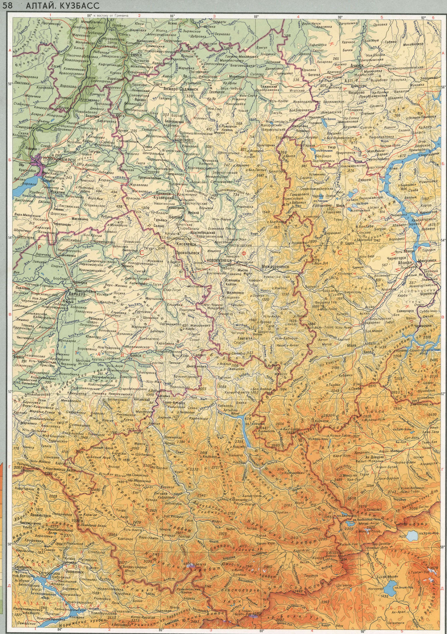 Карта Алтай Кузбасс