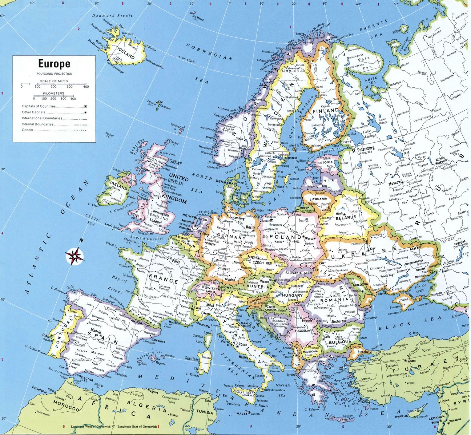 Карта зарубежной Европы