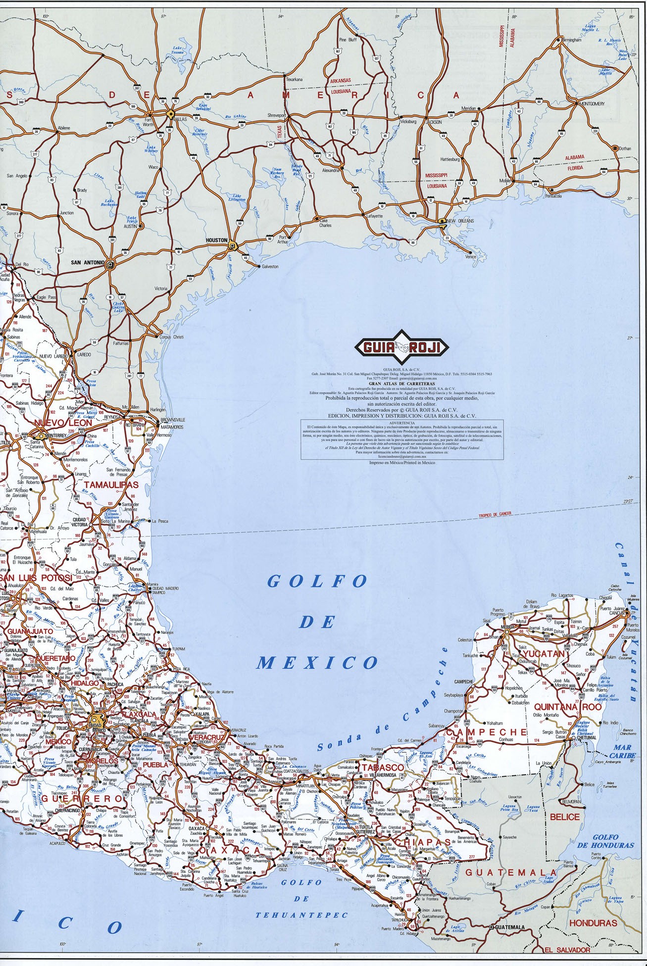 Подробная карта дорог Мексики