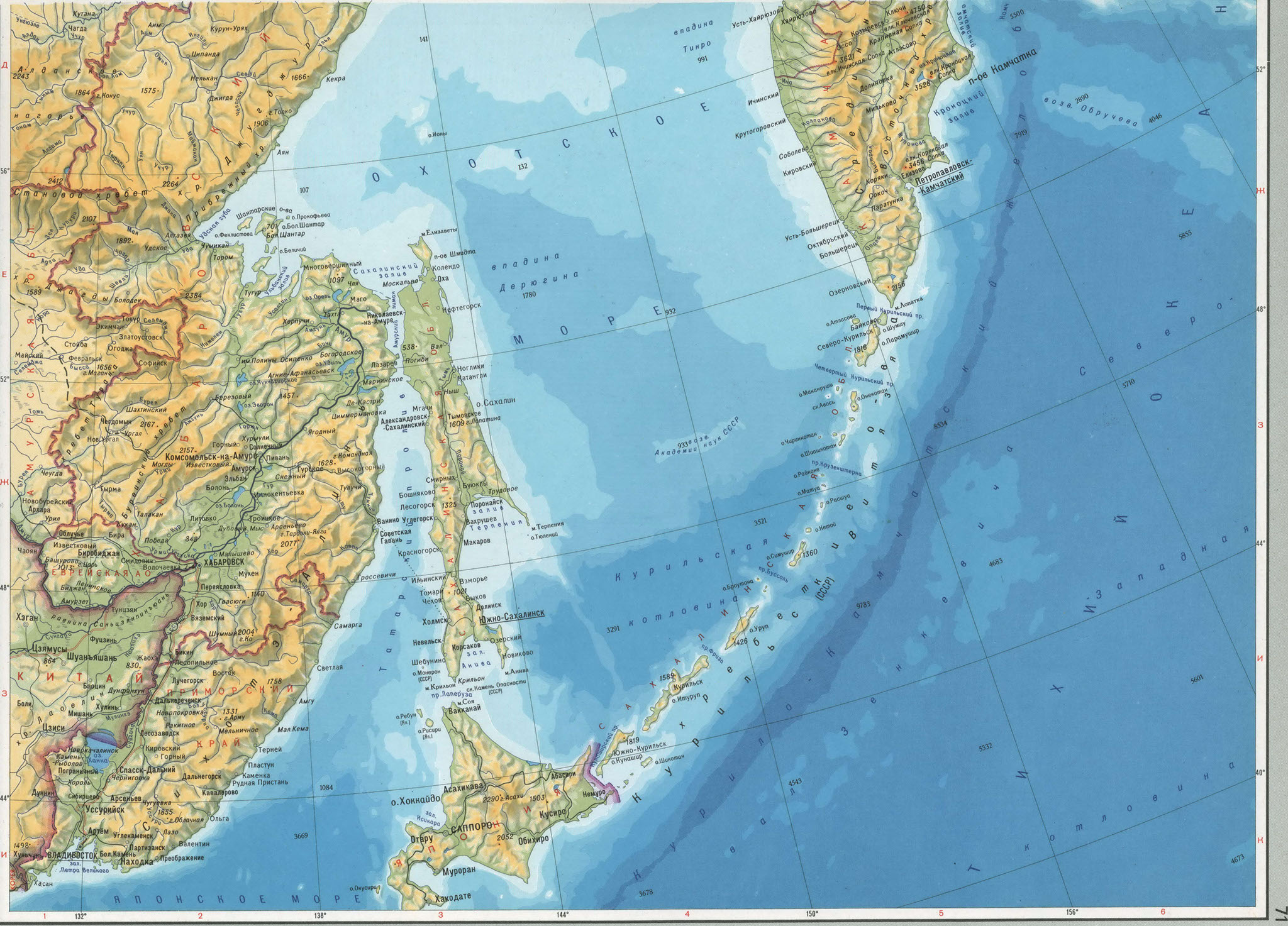 Карта Дальнего Востока России - юг