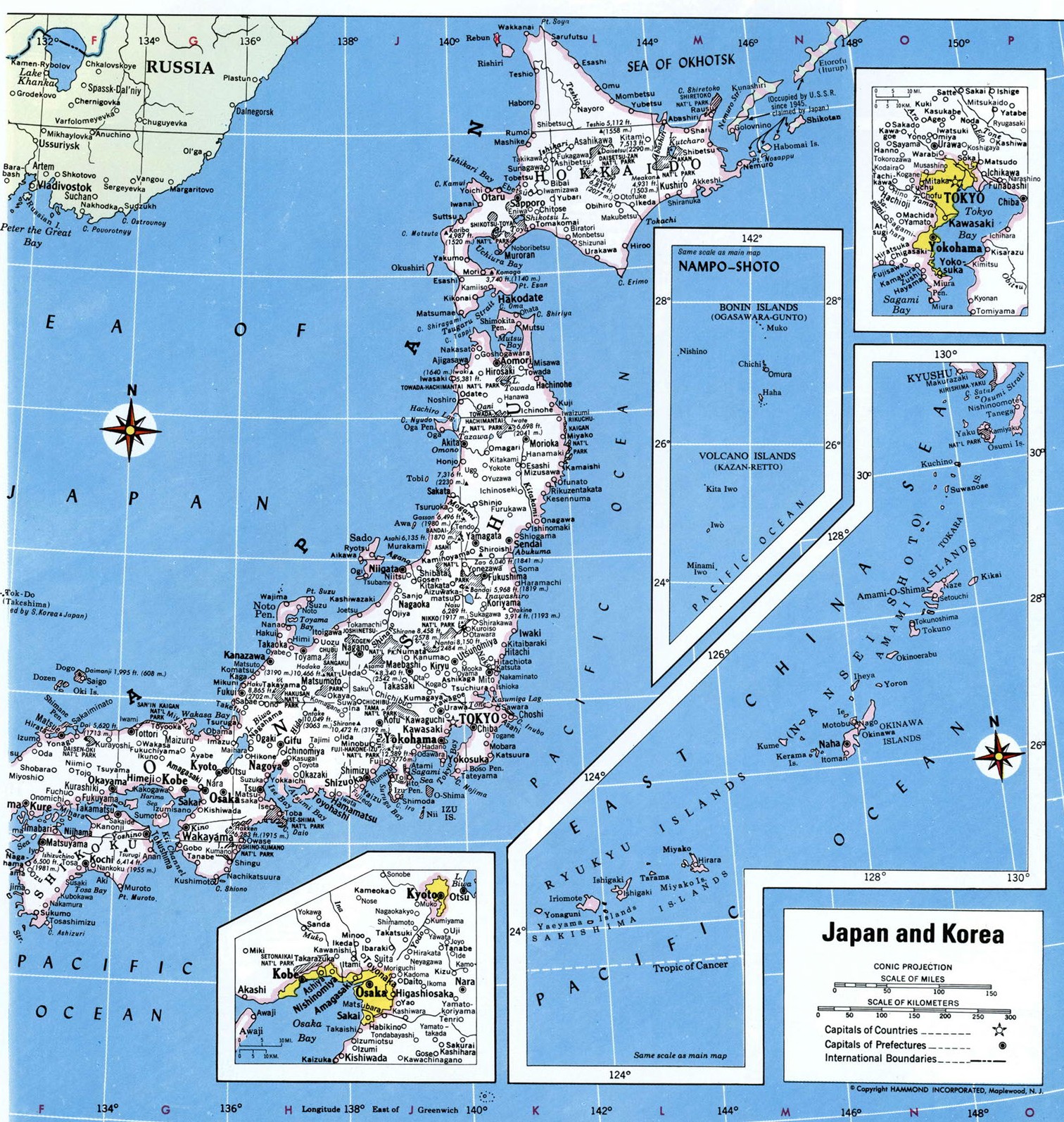 Япония административная карта