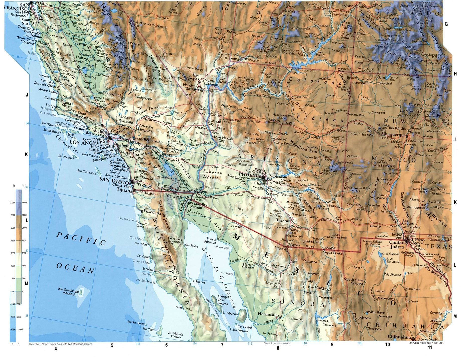 Юго-Запад США карта