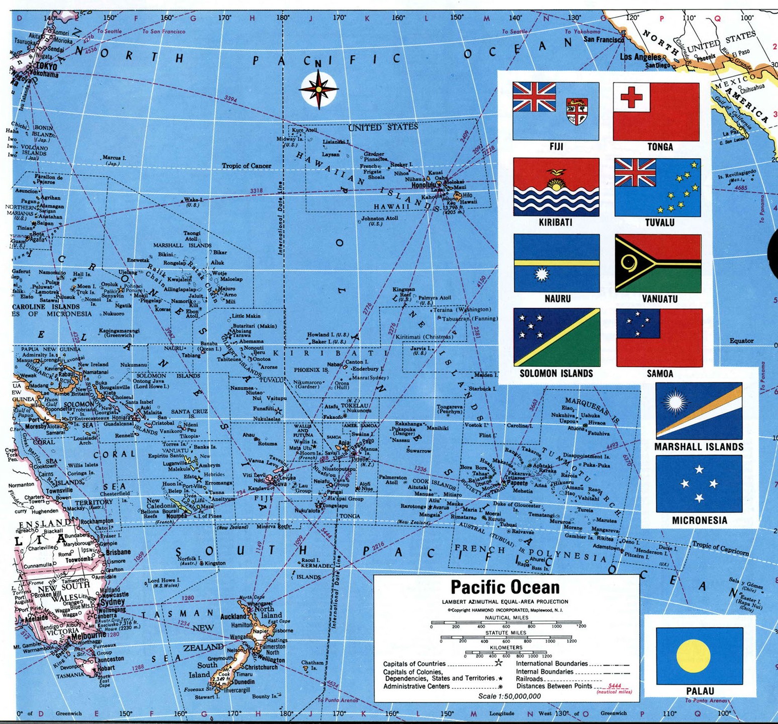 Карта Тихого океана с островами