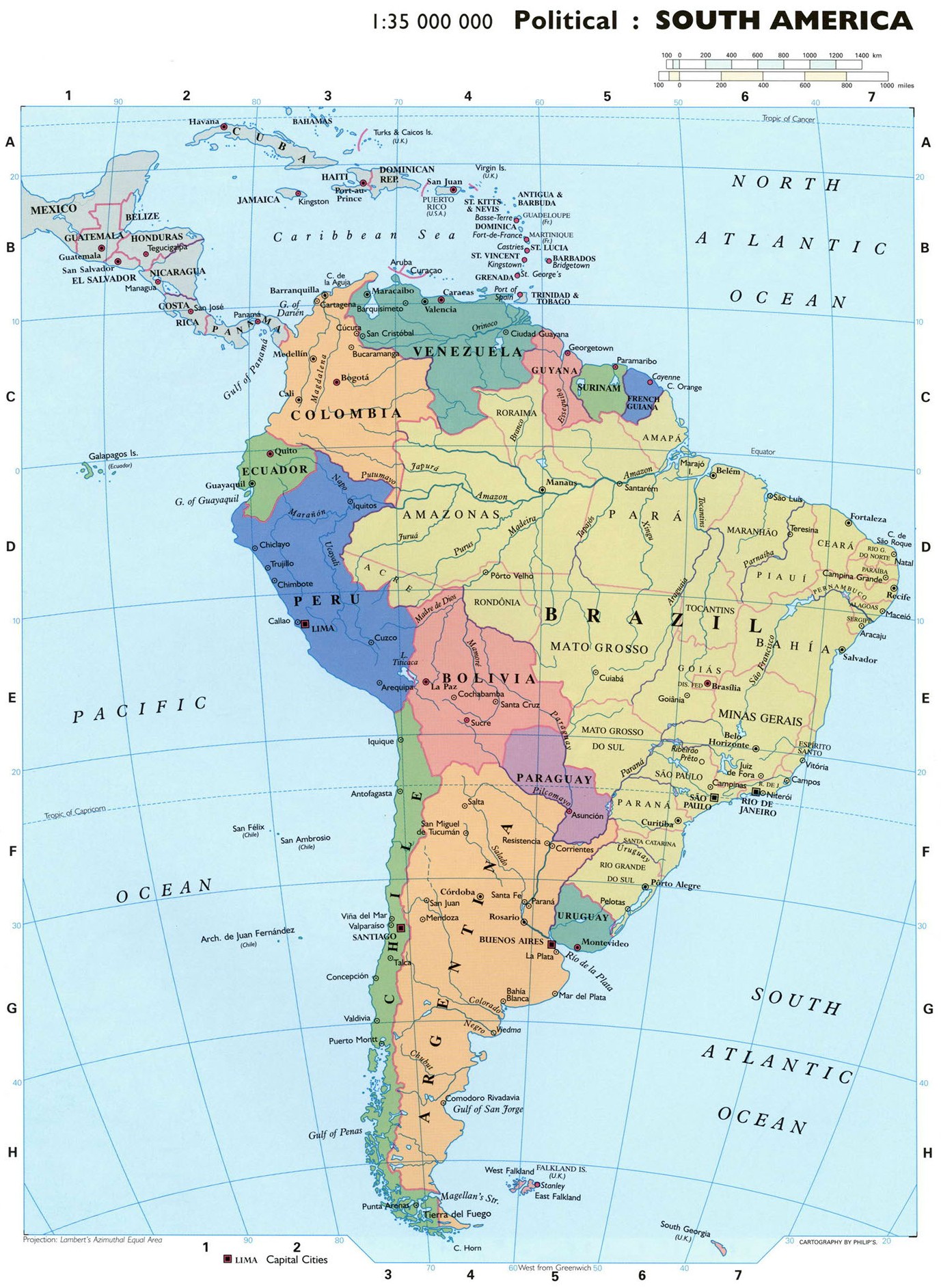 На рисунке изображены страны входящие в состав континента южная америка оцените приближенно