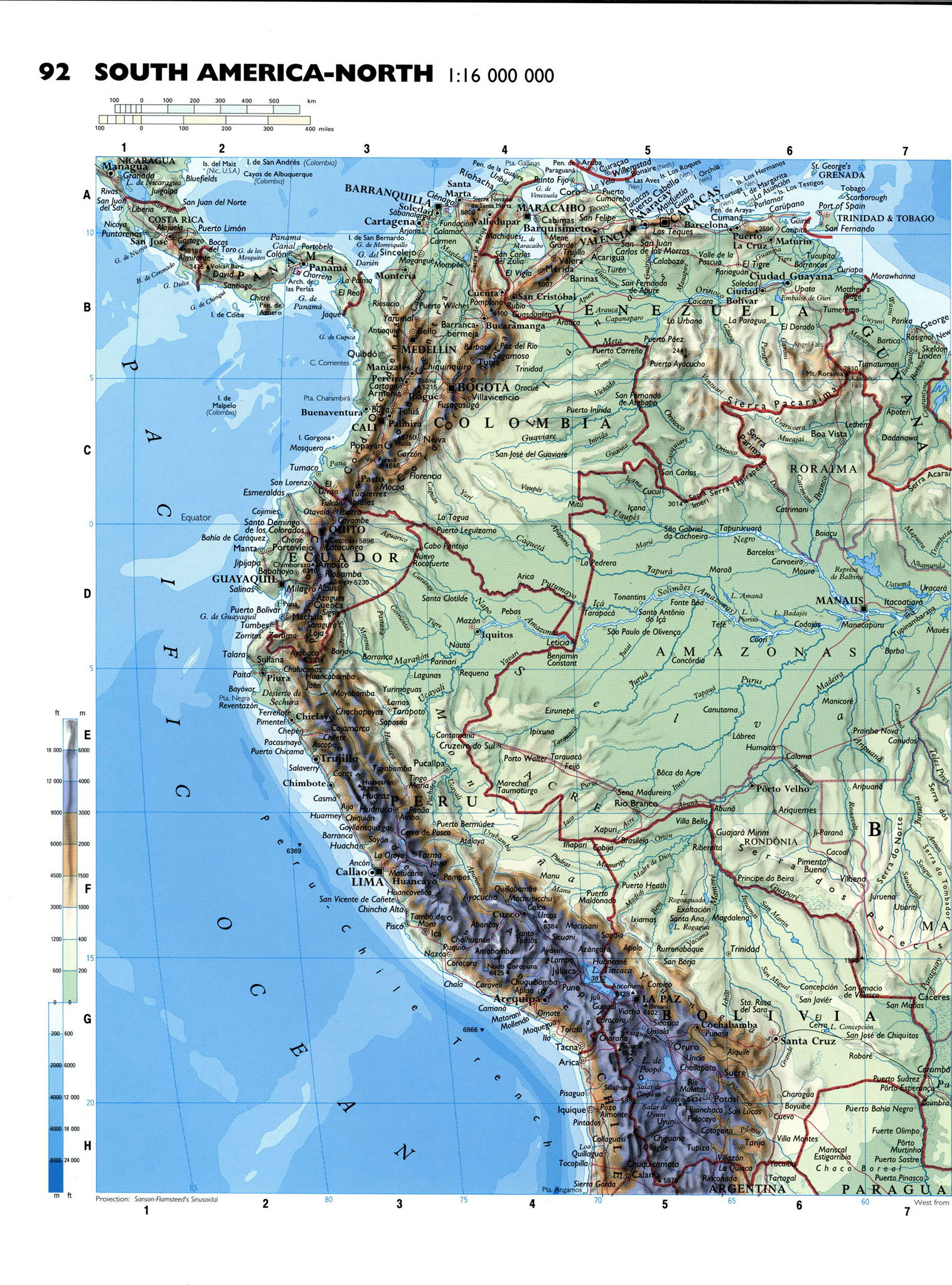 Северо-запад Южной Америки карта