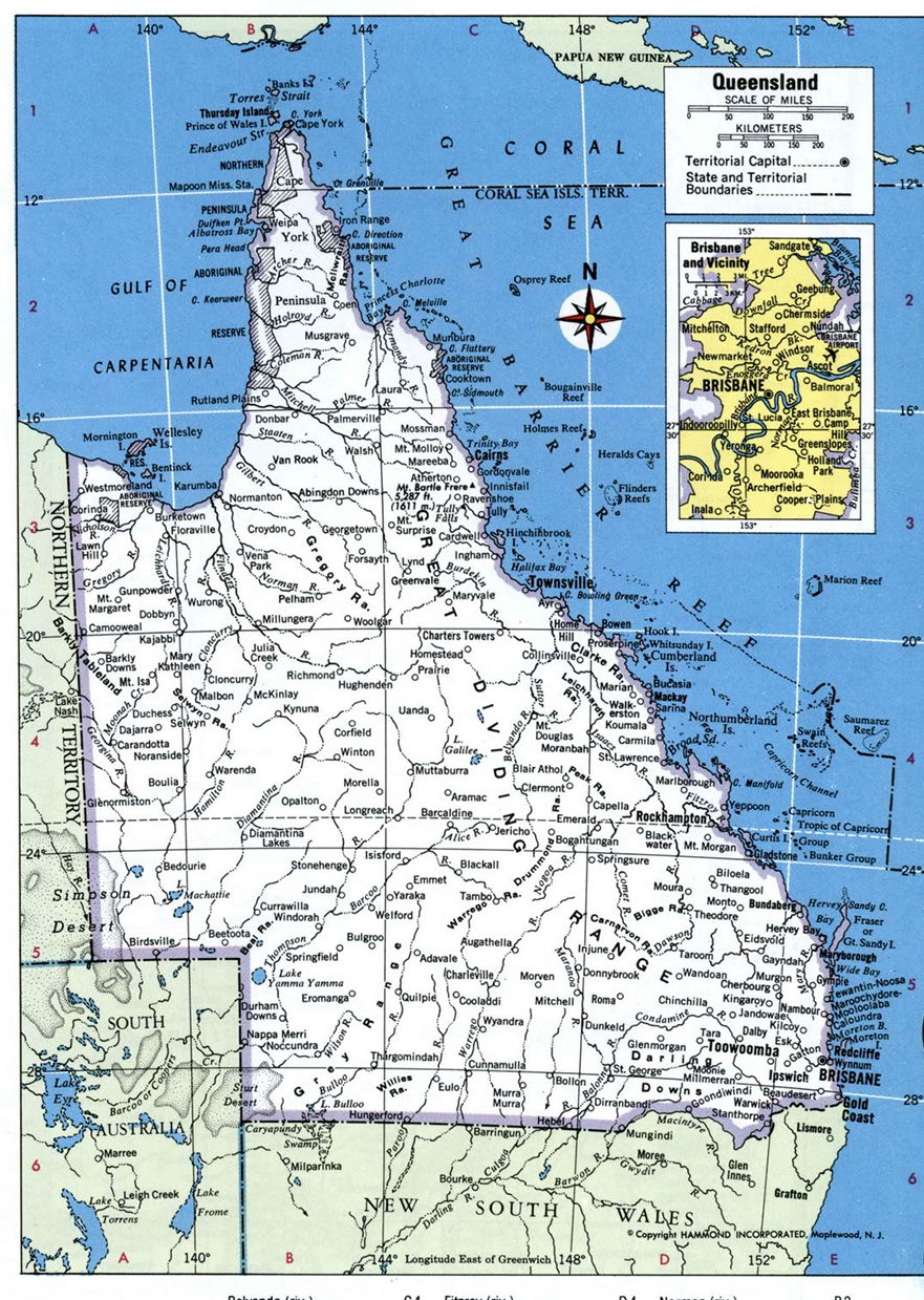 Австралия карта штата Квисленд