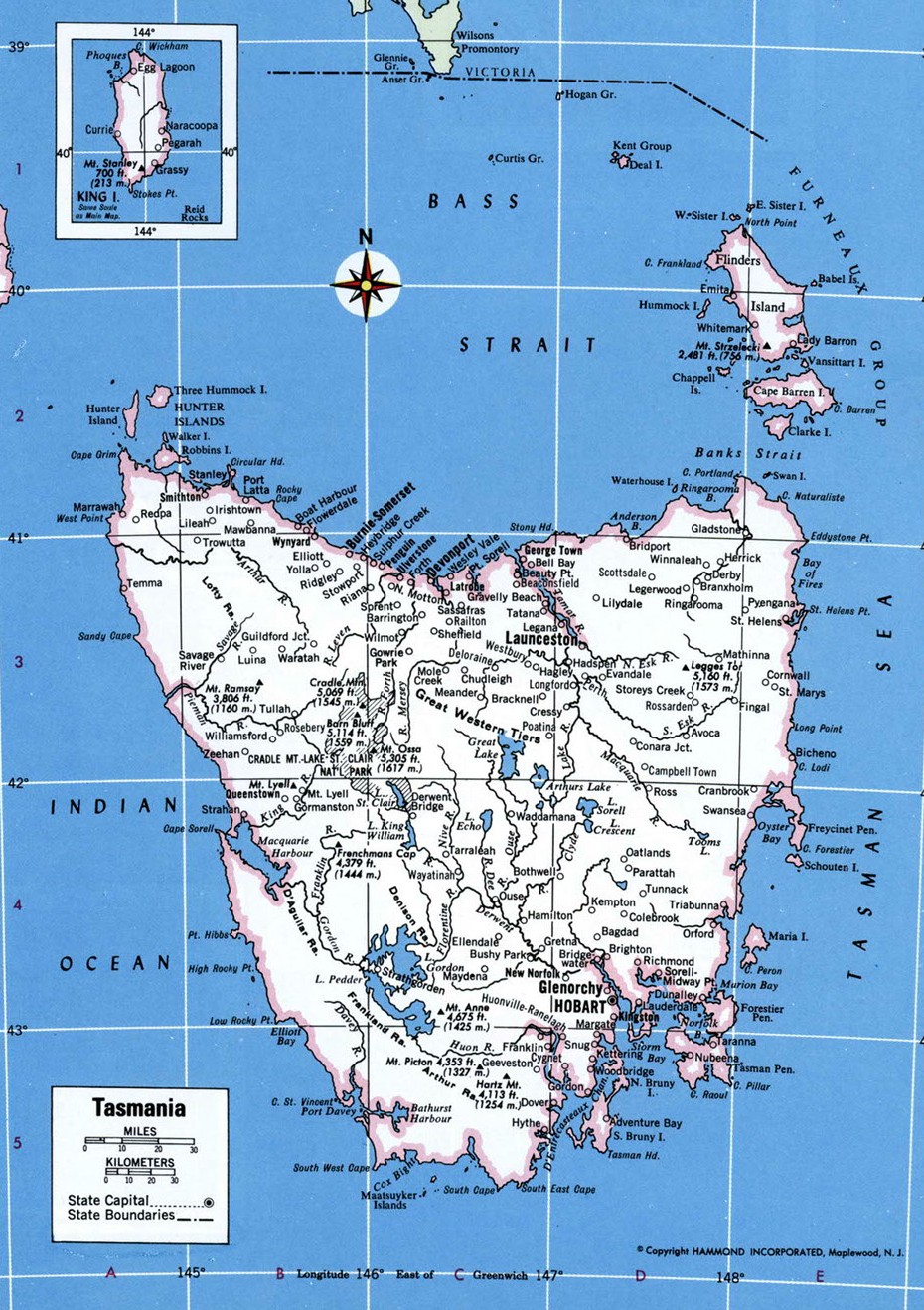 Карта Тасмании
