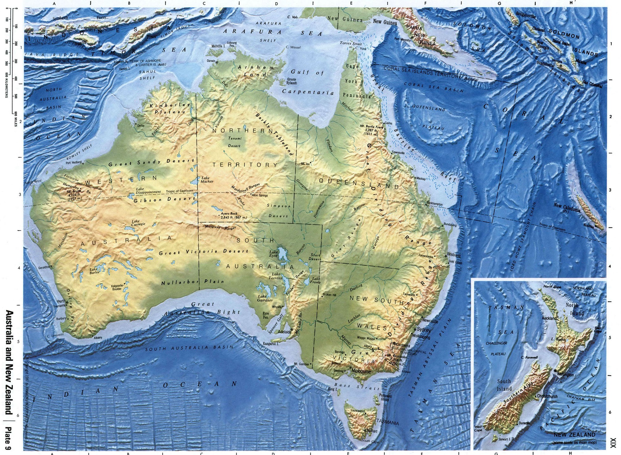 Австралия карта географическая большая подробная крупномасштабная - 2023